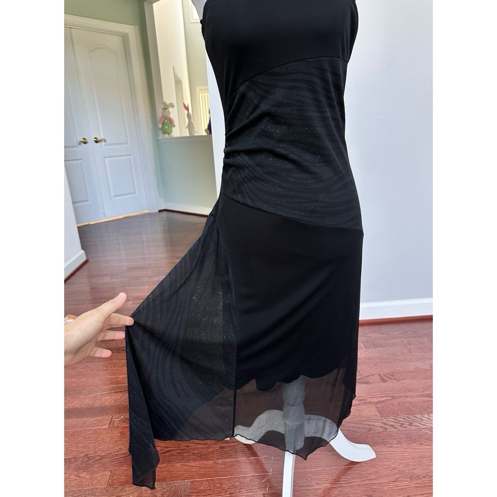 Forever 21 Black Strapless Glitter Unique Pattern Asymmetrical Cocktail Dress - Picture 4 of 11